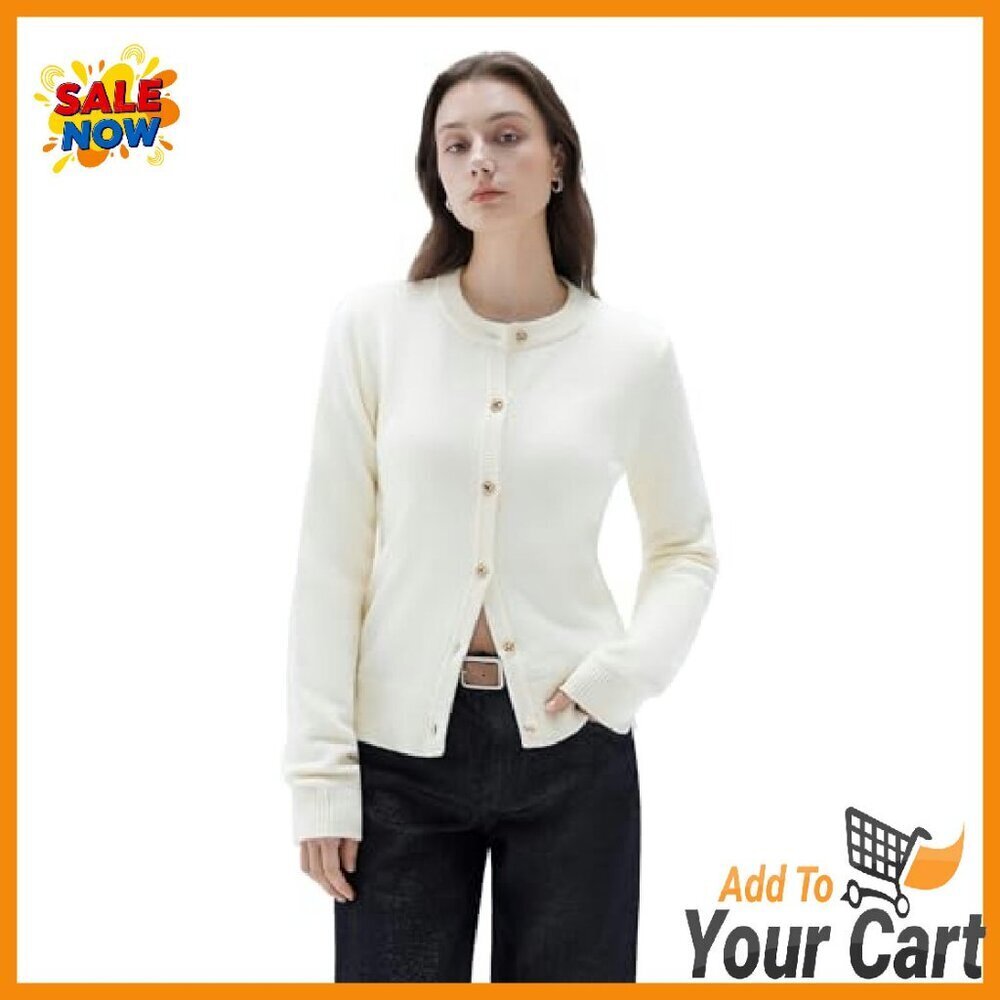 Chunky Cashmere Cardigan Women's Sweater Button Up Long Sleeve Knit - Picture 2 of 8